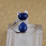 Adjustable Lapis Lazuli Cat Ring - by Fit Calm - Ring, expression, Kopy, Lapis Lazuli