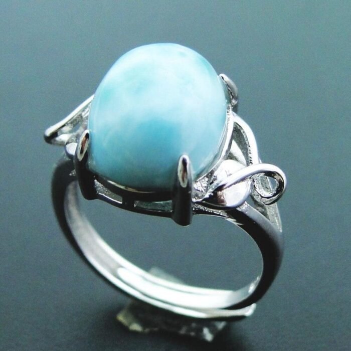 Bague Ajustable "Océan" en Larimar -  by Fit Calm - Bague, Kopy, Larimar