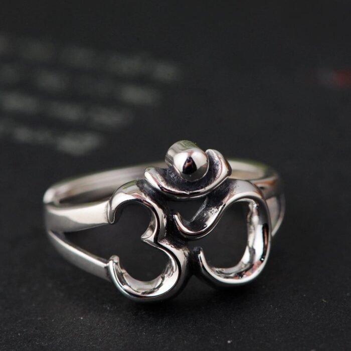 Bague Ajustable "Om" en Argent -  by Fit Calm - Bague, Kopy, om