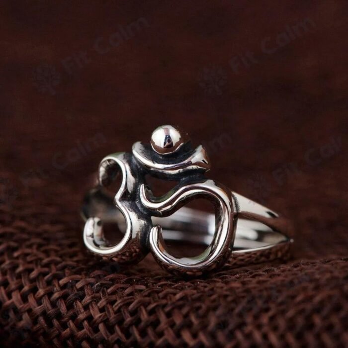 Bague Ajustable "Om" en Argent -  by Fit Calm - Bague, Kopy, om